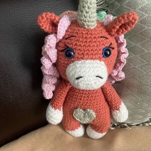 Handmade Pink and White Unicorn Stuffed Animal